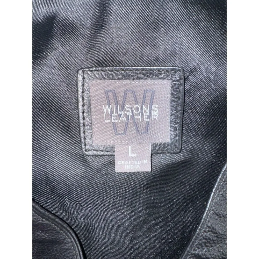 Wilsons Maxima Leather Vest Womens Size L Black Biker Motorcycle Lined Full Zip - Picture 4 of 4